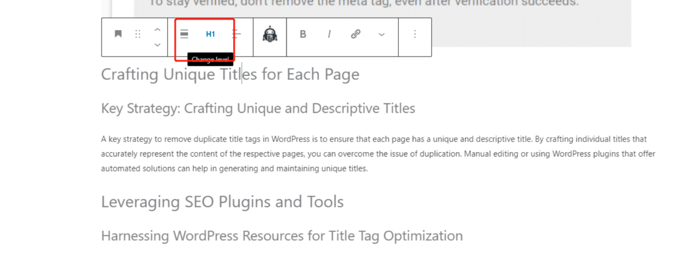 how to remove duplicate title tags in WordPress